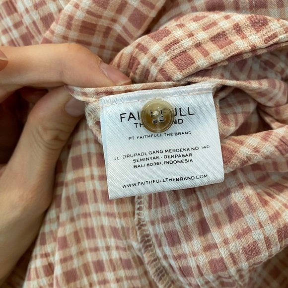 FAITHFUL THE BRAND Revolve Maple Pink Plaid Cut Out Midi Dress, size xs - Picture 8 of 9